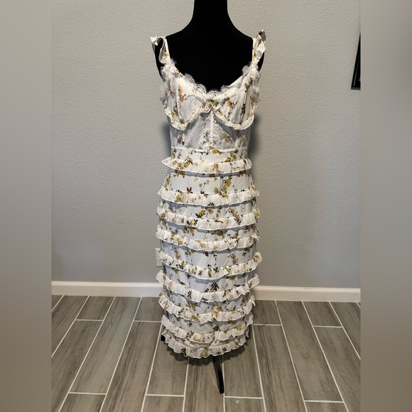 Floral White Ruffle Dress - Picture 1 of 5